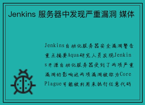 Jenkins 服务器中发现严重漏洞 媒体